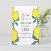 Invitation Aquarelle Citrus Citrus Fête des mariées Jaune Ecr (Debout devant)