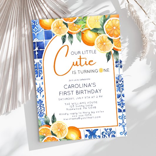 Invitation Aquarelle Citrus Citrus Premier anniversaire