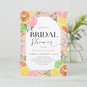 Invitation Aquarelle Citrus Fête des mariées rose (Debout devant)