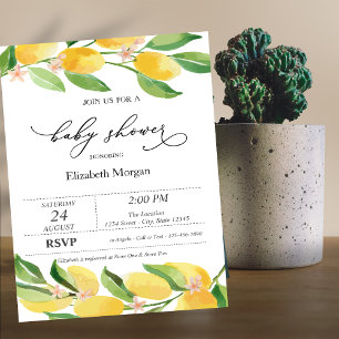 Invitation Aquarelle Citrus Lemons Baby shower