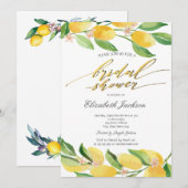 Invitation Aquarelle Citrus Lemons Fête des mariées (Devant / Derrière)