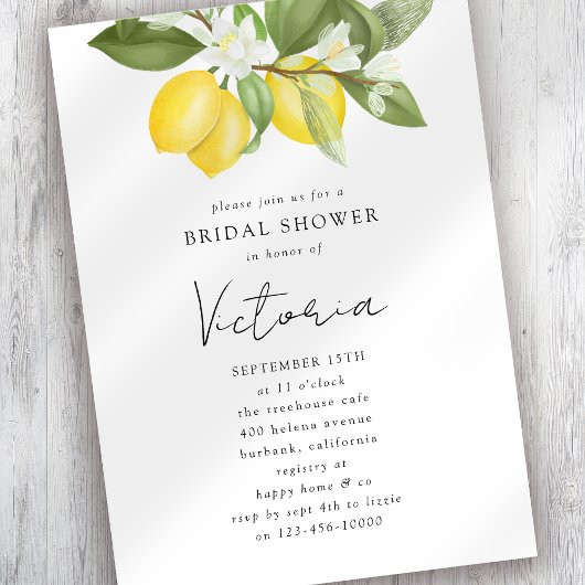 Invitation Aquarelle Citrus Lemons Fête des mariées