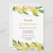 Invitation Aquarelle Citrus Lemons Fleurs Anniversaire (Devant)