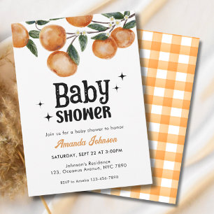 Invitation Aquarelle Citrus Orange Baby shower