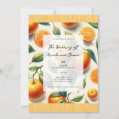 Invitation Aquarelle Citrus Orange Feuille Mariage (Devant)