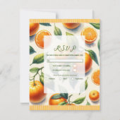 Invitation Aquarelle Citrus Orange Mariage Feuille RSVP (Devant)