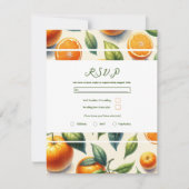 Invitation Aquarelle Citrus Orange Mariage Feuille RSVP (Devant)