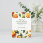Invitation Aquarelle Citrus Orange Mariage Feuille RSVP (Debout devant)