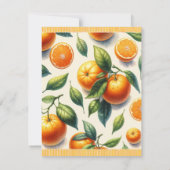 Invitation Aquarelle Citrus Orange Mariage Feuille RSVP (Dos)