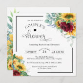 Invitation Aquarelle claire Sunflower Couple's Douche (Devant / Derrière)