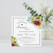 Invitation Aquarelle claire Sunflower Couple's Douche (Debout devant)