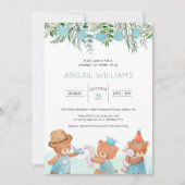 Invitation Aquarelle classique Baby shower Ours en Teddy (Devant)