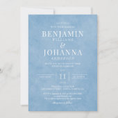 Invitation Aquarelle classique Elegant Cornflower Mariage ble (Devant)