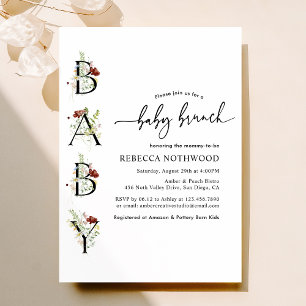 Invitation Aquarelle classique Fleur sauvage Boho Baby Brunch