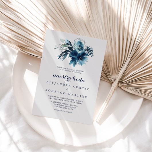 Invitation Aquarelle classique Floral Nuestra Boda Mariage