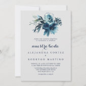 Invitation Aquarelle classique Floral Nuestra Boda Mariage (Devant)