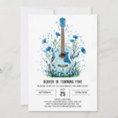 Invitation Aquarelle classique Guitare garçon Anniversaire (Devant)