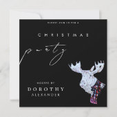Invitation Aquarelle classique Moose Christmas Party Noir (Devant)