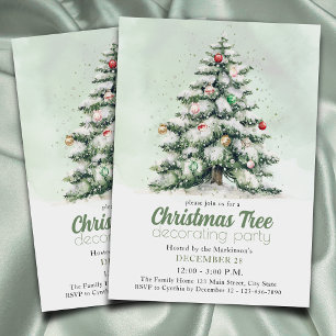 Invitation Aquarelle classique Noël Arbre de décoration fête
