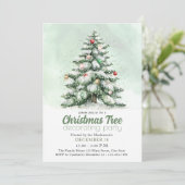 Invitation Aquarelle classique Noël Arbre de décoration fête (Debout devant)