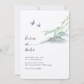 Invitation Aquarelle classique Paisible Montagne verte (Devant)