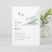 Invitation Aquarelle classique Paisible Montagne verte (Debout devant)