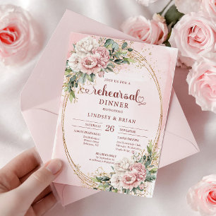 Invitation Aquarelle Classique Rose Poussiéreux Répétition Gé