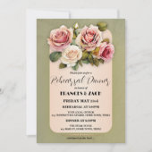 Invitation Aquarelle classique Rose QR Code Dîner de répétiti (Devant)