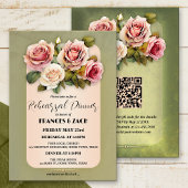 Invitation Aquarelle classique Rose QR Code Dîner de répétiti