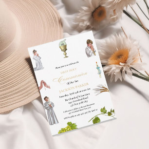 Invitation Aquarelle Clipart première communion sainte