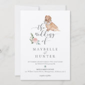 Invitation Aquarelle Cocker Chien Espagnol & Rose Florale Ros (Devant)