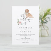 Invitation Aquarelle Cocker Chien Espagnol & Rose Florale Ros (Debout devant)