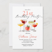 Invitation Aquarelle Cocktail 21e fête d'anniversaire (Devant)