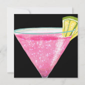 Invitation Aquarelle Cocktail fête d'anniversaire noir (Dos)