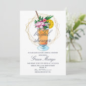 Invitation Aquarelle Cocktail Fête des mariées tropicale (Debout devant)