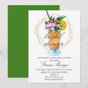 Invitation Aquarelle Cocktail Fête des mariées tropicale