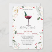 Invitation Aquarelle Cocktail Holly Company Noël (Devant)