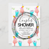 Aquarelle Cocktail Motif Couples Douche