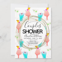 Aquarelle Cocktail Motif Couples Douche Invitat