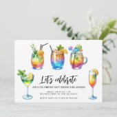 Invitation Aquarelle Cocktails d'été fête d'anniversaire (Debout devant)