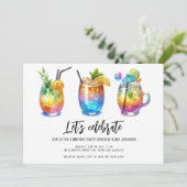 Invitation Aquarelle Cocktails d'été fête d'anniversaire (Debout devant)