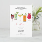 Invitation Aquarelle Cocktails Fête Boissons Anniversaire (Debout devant)