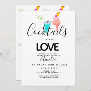 Invitation Aquarelle Cocktails Fête des mariées Bachelorette