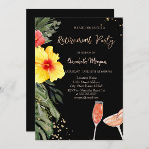 Invitation Aquarelle Cocktails Hibiscus Retraite Noire