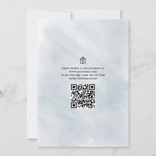 Invitation Aquarelle Code QR Crabe Bleu Simple pour Baby Show (Dos)