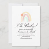 Invitation Aquarelle Coeur Rainbow Stroke Baby shower (Devant)