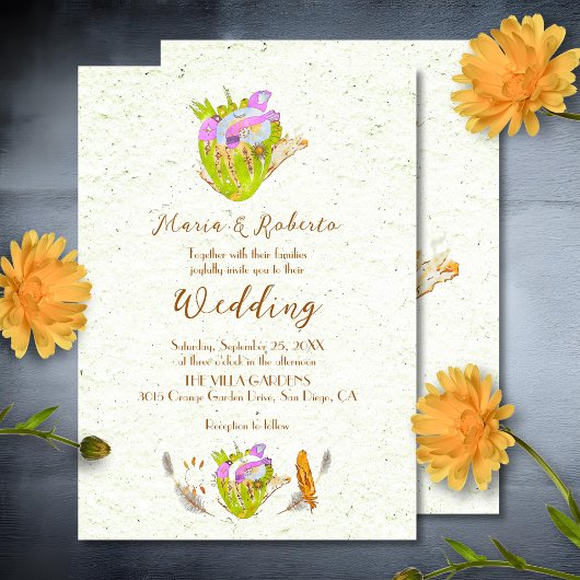 Invitation Aquarelle Coeurs anatomiques Mariage mexicain