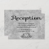 Invitation Aquarelle Coeurs noir et gris Réception de mariage (Devant / Derrière)