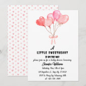 Invitation Aquarelle Coeurs Petit Baby shower amoureux (Devant / Derrière)