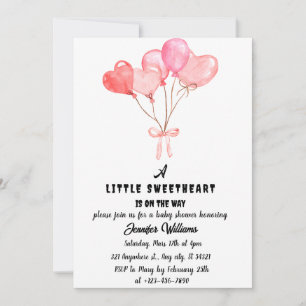 Invitation Aquarelle Coeurs Petit Baby shower amoureux